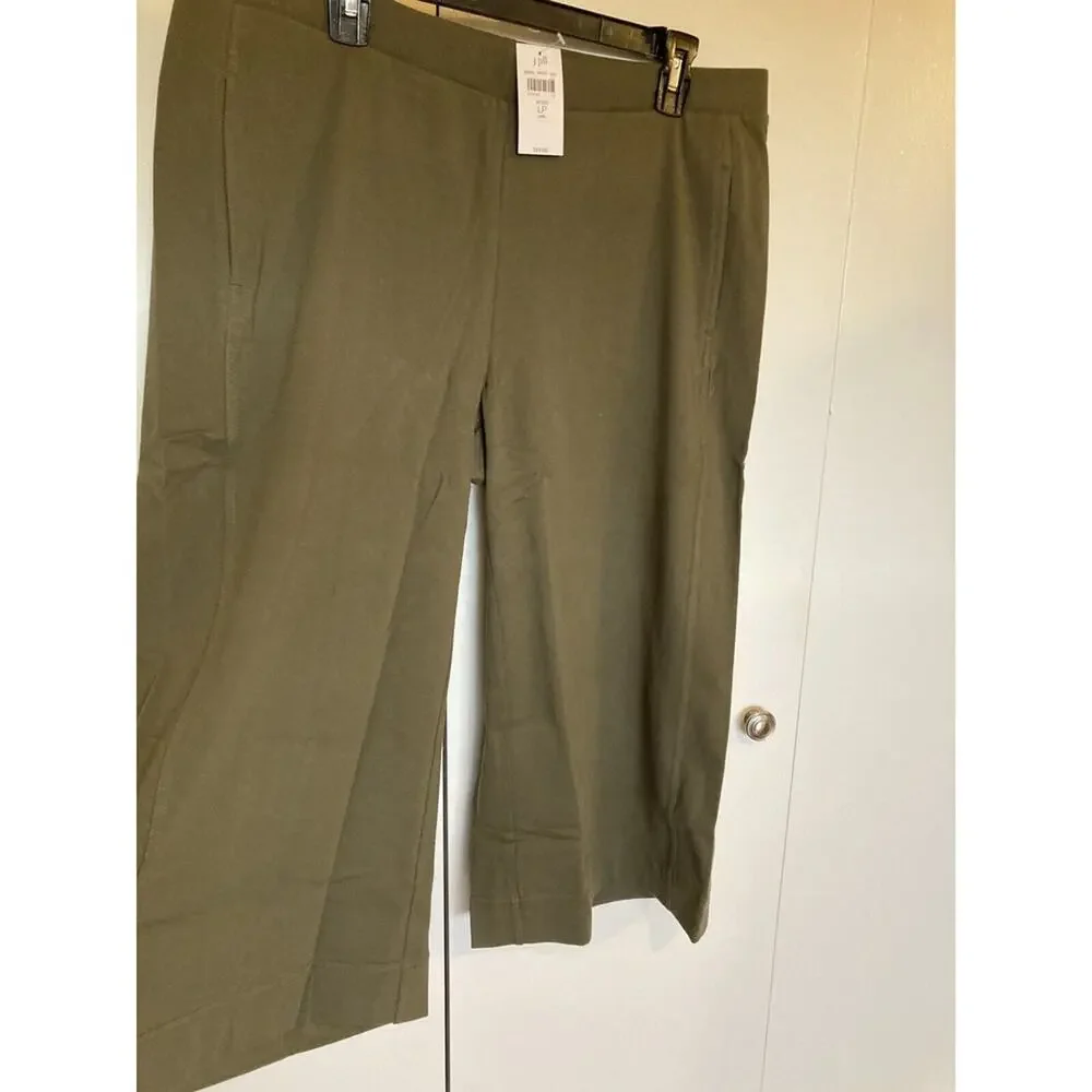 J Jill Womens Capri Knit Pants Large Petite Moss Green Jill Casual